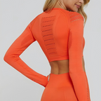 Energy Orange Hollow Long Sleeve Crop Top