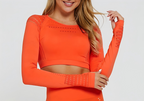Energy Orange Hollow Long Sleeve Crop Top