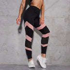 Pink Chevron Mesh Yoga Leggings