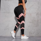 Pink Chevron Mesh Yoga Leggings