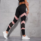Pink Chevron Mesh Yoga Leggings